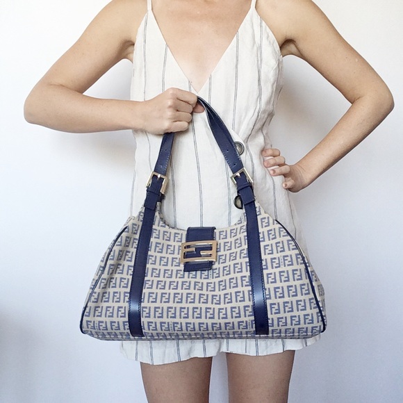 Fendi Handbags - FENDI LARGE AUTHENTIC ZUCCA LEATHER CANVAS BAG